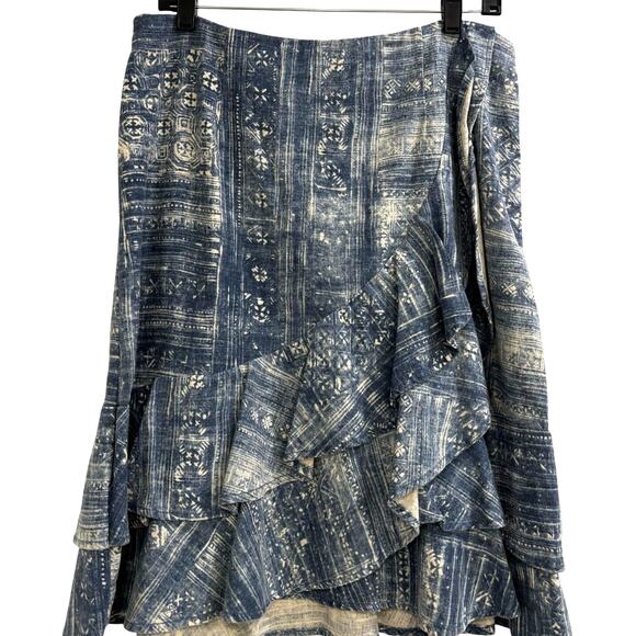 LRL Ralph Lauren Jeans Company Skirt linen cotton blend ruffle front casual sz 8 - Picture 5 of 5